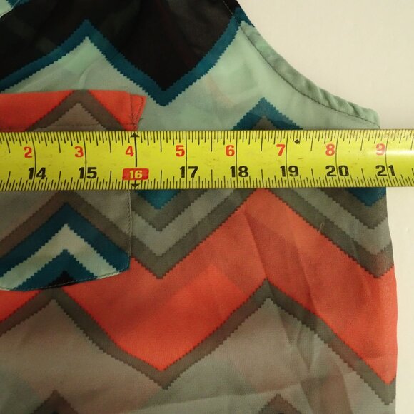 Rue21 Chevron Print Sleeveless Blouse Women Size XL Multicolor Sheer - Picture 7 of 8